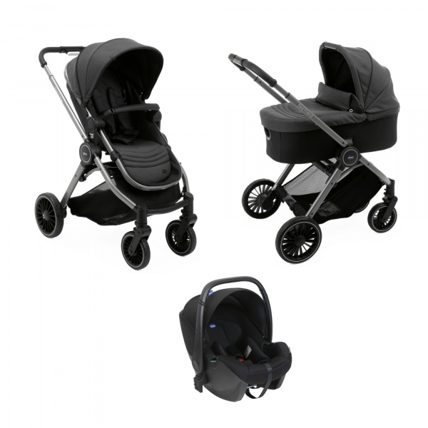 Poussette trio best friend pro + siège auto kory i-size + nacelle light pirate black Chicco