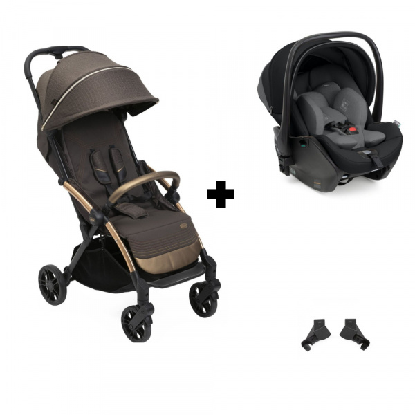 Poussette duo goody xplus - bronze lizard re_lux + siège auto first seat recline i-size black satin Chicco