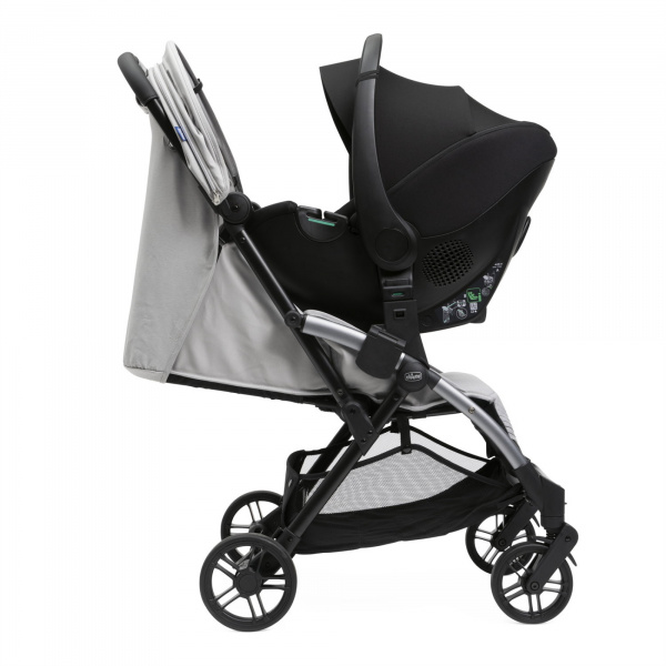 Poussette duo goody xplus - pearl grey + siège auto first seat recline i-size black satin Chicco