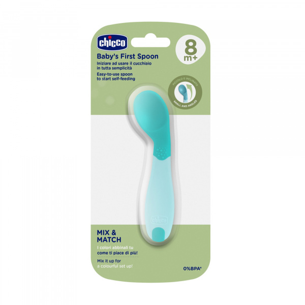 Cuillère coudée bleu Chicco