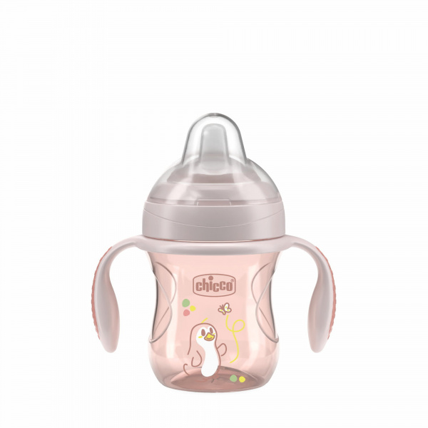 Tasse transition bec souple silicone 4m + rose Chicco