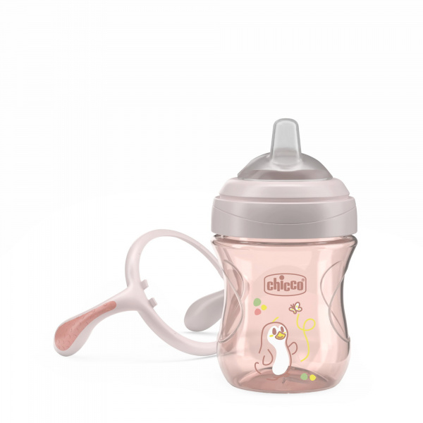 Tasse transition bec souple silicone 4m + rose Chicco