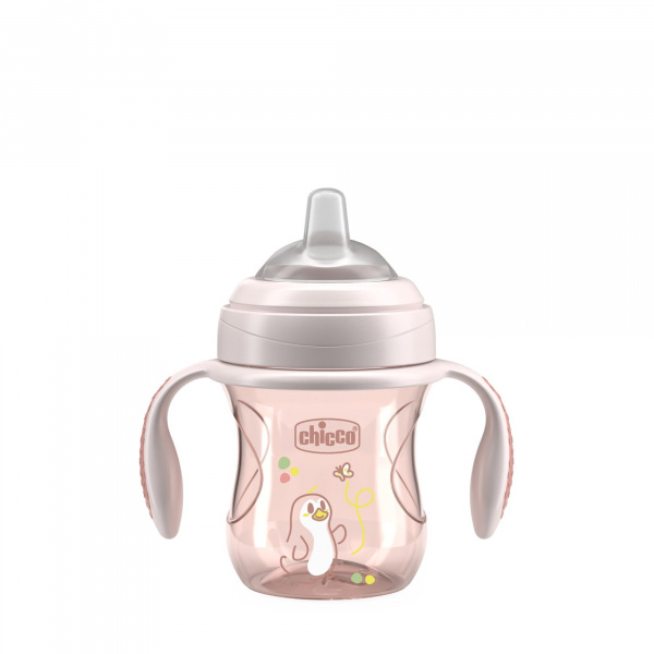 Tasse transition bec souple silicone 4m + rose Chicco