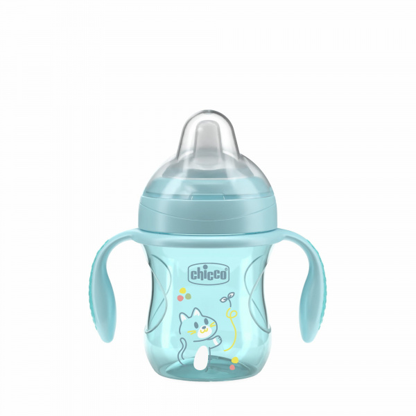 Tasse transition bec souple silicone 4m + bleu Chicco