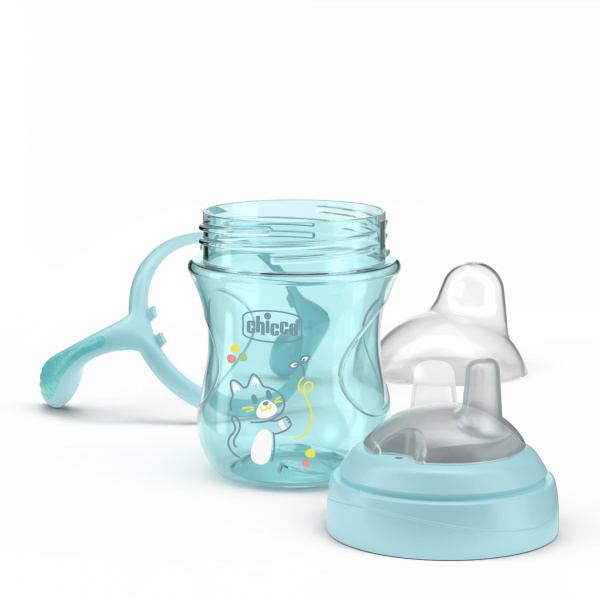 Tasse transition bec souple silicone 4m + bleu Chicco