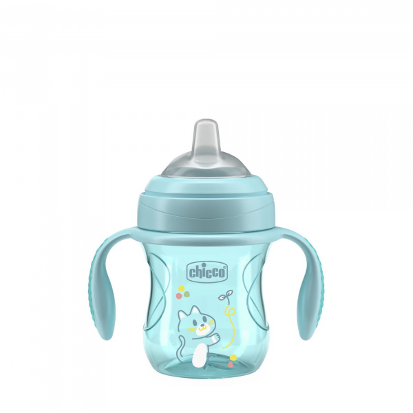 Tasse transition bec souple silicone 4m + bleu Chicco