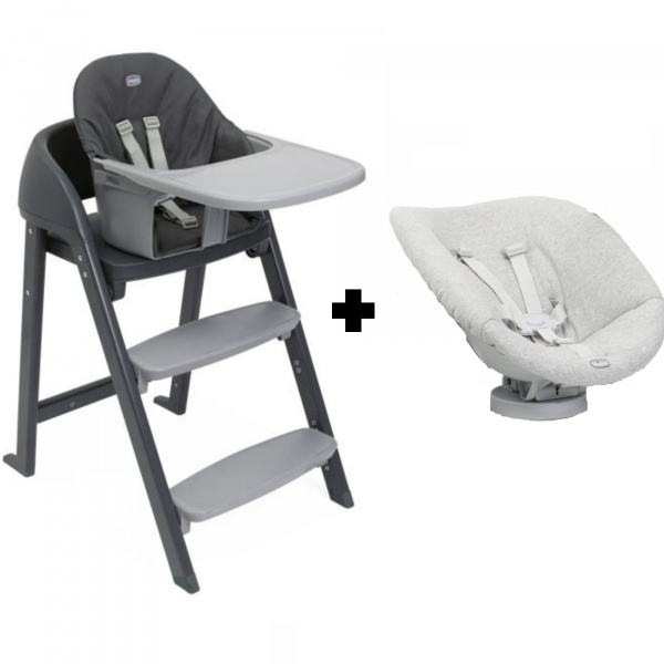 Chaise haute évolutive crescendo up 2en1 etna black re_lux + siège de naissance Chicco