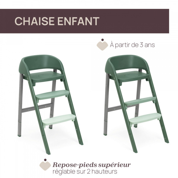 Chaise haute évolutive crescendo up 2en1 imperial green re_lux + siège de naissance Chicco