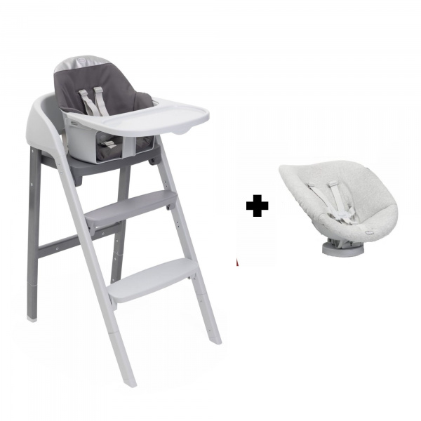 Chaise haute crescendo up 2 en 1steel cloud re_lux avec siège de naissance Chicco