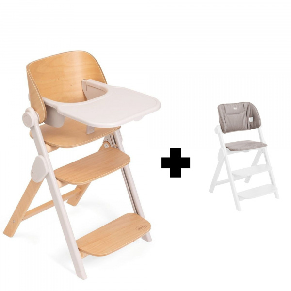 Chaise haute meraviglia fossil + coussin de siège meraviglia sandshell Chicco