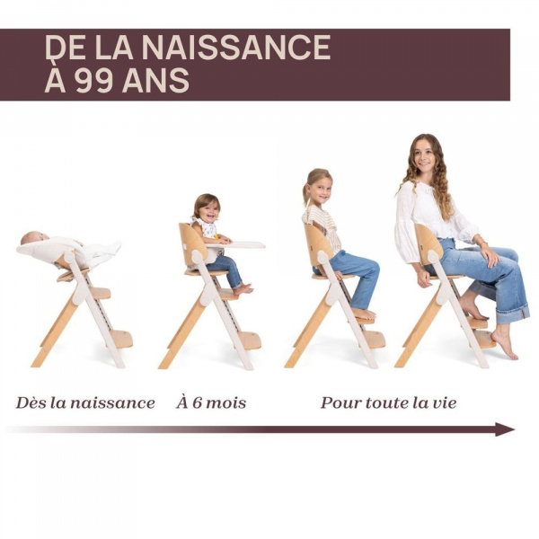 Chaise haute meraviglia fossil + coussin de siège meraviglia sandshell Chicco