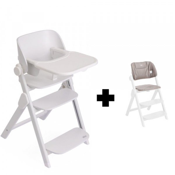 Chaise haute meraviglia milk + coussin de siège meraviglia sandshell Chicco