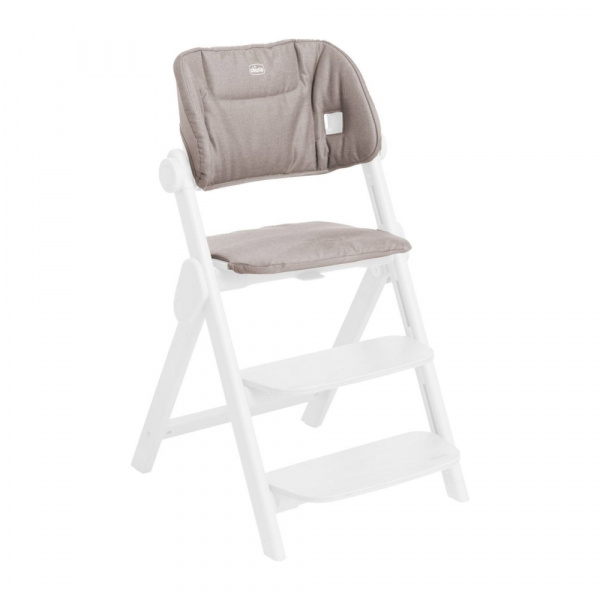 Chaise haute meraviglia milk + coussin de siège meraviglia sandshell Chicco
