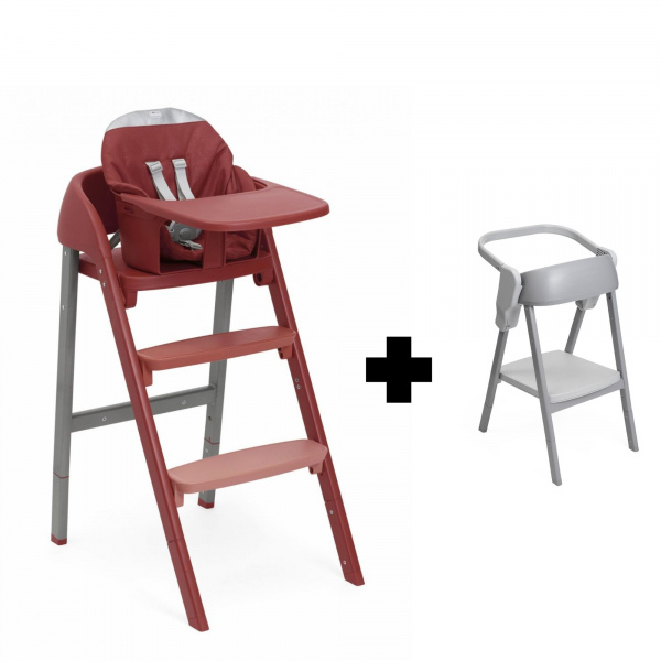 Chaise haute crescendo up colorado red re_lux + kit tour d'observation crescendo up grey Chicco