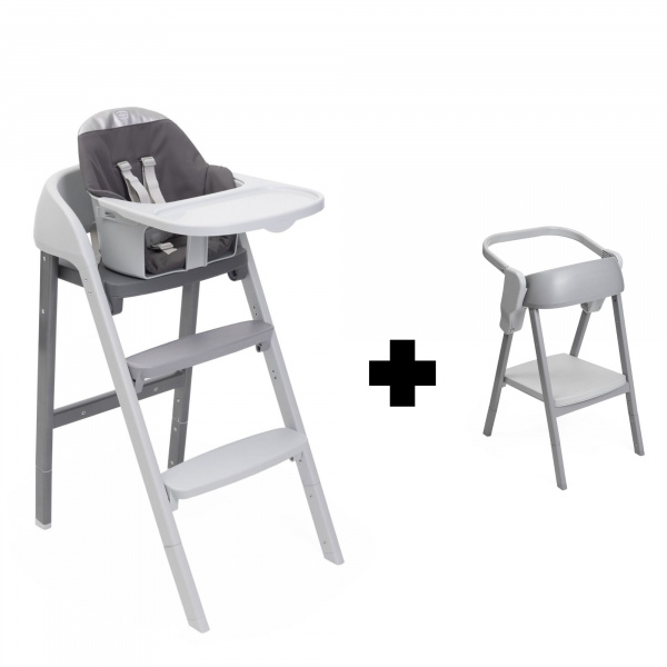 Chaise haute crescendo up steel cloud re_lux + kit tour d'observation crescendo up grey Chicco