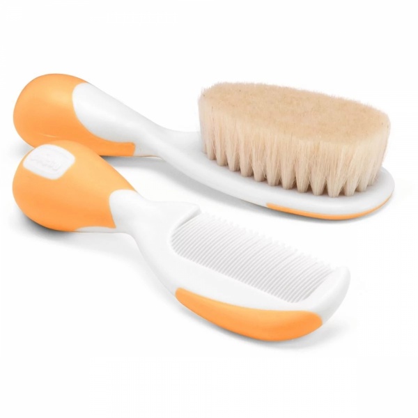 Peigne et brosse soie orange Chicco