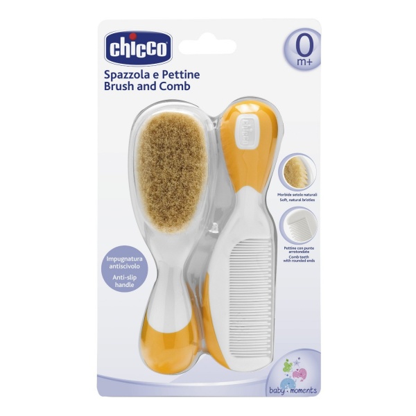 Peigne et brosse soie orange Chicco