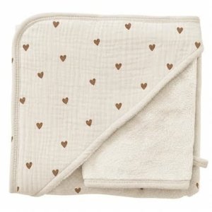 Cape de bain bambou avec gant - little cœurs Bb&co