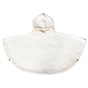 Poncho à capuche maille côtelée en coton ivoire 1 à 4 ans Bb&co