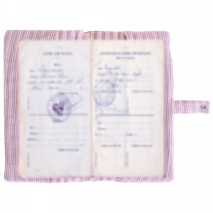 Protège-livret de famille rayé avec poche photo rose Bb&co