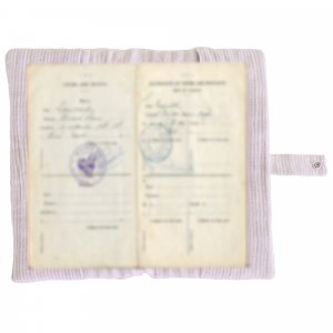 Protège-livret de famille rayé avec poche photo galet Bb&co