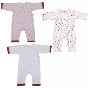 Combinaison doublée kimono blanc imprimé cœur 1 mois Bb&co