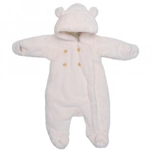 Combi pilote ourson en fausse fourrure angora ivoire 0/6 mois Bb&co