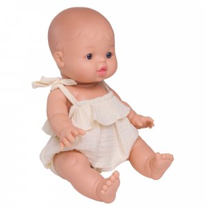 Barboteuse bretelles à volant écru pour poupée 34 à 37 cm Bb&co