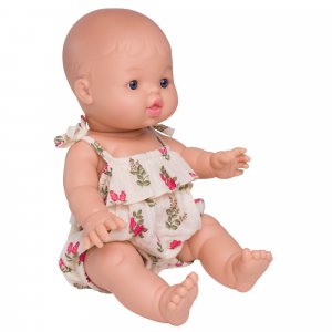 Barboteuse bretelles à volant liberty pour poupée 34 à 37 cm Bb&co