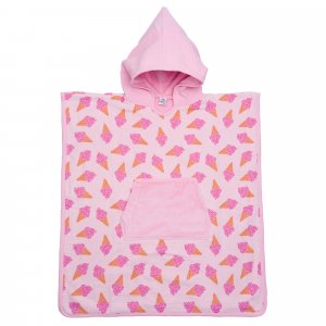 Poncho à capuche bambou et gaze de coton cornets de glace 3/5ans Bb&co