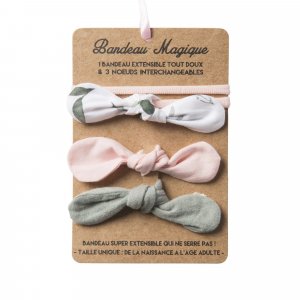 Bandeau magique (1 bandeau extensible + 3 nœuds) – assort. botanique Bb&co