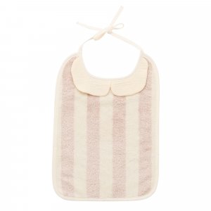 Grand bavoir bambou et gaze de coton rayée ivoire/ galet Bb&co