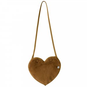 Sac bandoulière forme cœur en fausse fourrure - havane Bb&co