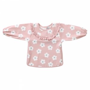 Bavoir tablier col claudine imperméable - fleurs rose 3/5 ans Bb&co