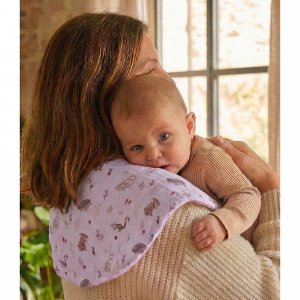 Bavoir 2 en 1 bi-matière (poncho/ épaule) clairière/ mocha Bb&co