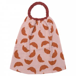 Serviette élastique enfant gaze de coton croissants / verso toffee Bb&co