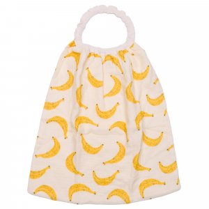 Serviette élastique enfant double gaze de coton bananes/ ivoire Bb&co