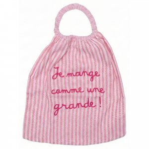 Serviette élastique enfant gaze de coton comme une grande rayé vieux rose Bb&co