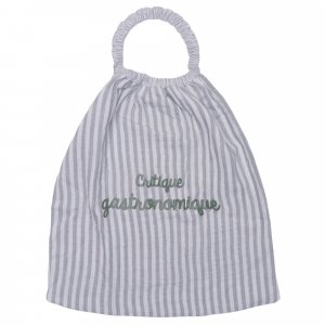 Serviette élastique enfant gaze de coton rayé vert de gris Bb&co