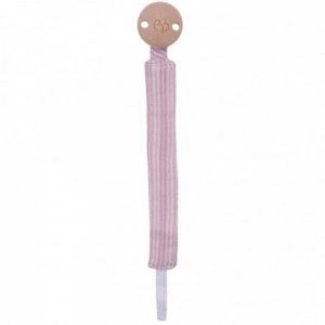 Attache-sucette gaze de coton rayé rose Bb&co