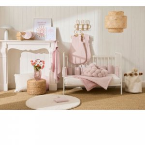 Tour de parc tressé ouatiné soft stripes vieux rose Bb&co