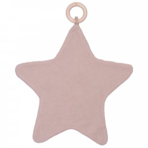 Doudou étoile bi-matière avec anneau de dentition pétale beige Bb&co