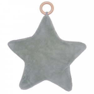 Doudou étoile bi-matière avec anneau de dentition pétale gris Bb&co