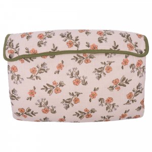 Tapis à langer pliable avec poches en gaze de coton fleurs / vert fougère Bb&co