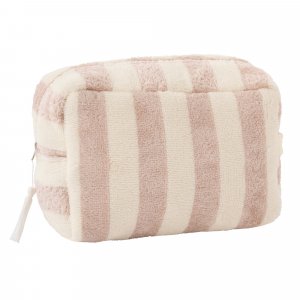 Trousse de toilette en bambou doublure imperméable rayée ivoire/ galet Bb&co