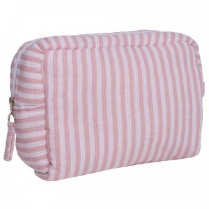 Trousse de toilette gaze de coton rayé vieux rose Bb&co