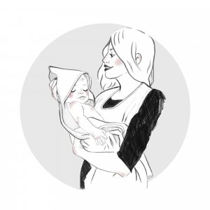 Cape de bain tablier en bambou et gaze mocha Bb&co