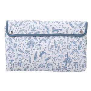 Matelas à langer nomade avec poches gaze de coton imprimé forêt / pierre bleue Bb&co