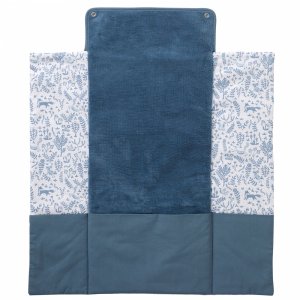 Matelas à langer nomade avec poches gaze de coton imprimé forêt / pierre bleue Bb&co