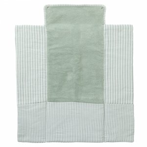Matelas à langer nomade avec poches gaze de coton rayé vert de gris Bb&co